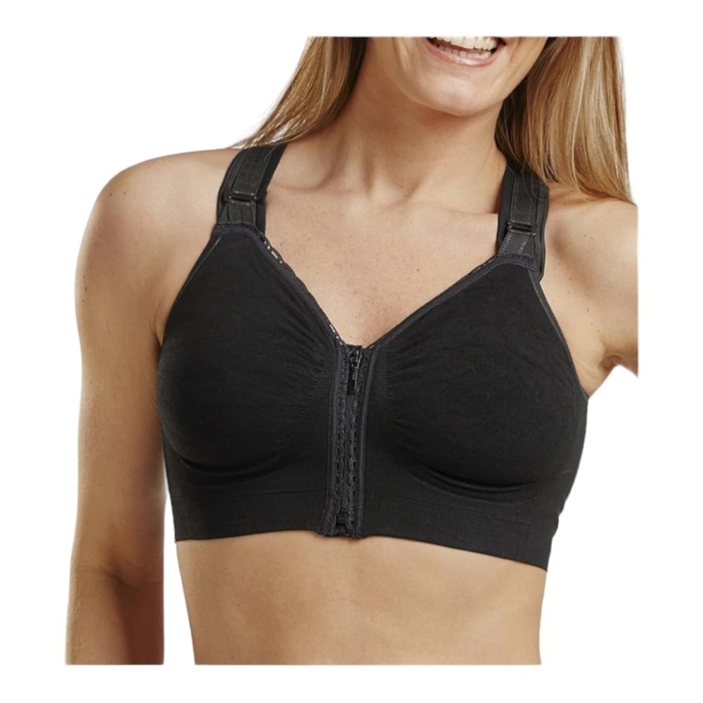 Carefix "Ava" Seamless Front Close Post-Op Surgical Bra In Black